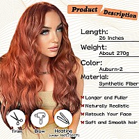 Nayoo Long Wavy Wigs For Women 26 Inch Middle Part Curly Wig Synthetic Heat Resistant Fiber Women Wigs For Daily Party Use Aubu