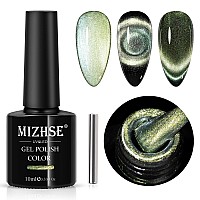 Mizhse 9D Cat Eye Gel Nail Polish Light Green Magnetic Gel Polish With Magnet Stick Magic Galaxy Effect Holographic Glitter Si