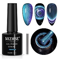 Mizhse 9D Cat Eye Gel Nail Polish Silver Magnetic Gel Polish With Magnet Stick Magic Shimmer Galaxy Effect Holographic Glitter