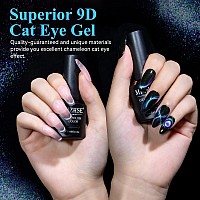 Mizhse 9D Cat Eye Gel Nail Polish Silver Magnetic Gel Polish With Magnet Stick Magic Shimmer Galaxy Effect Holographic Glitter