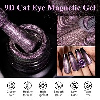 Mizhse 9D Cat Eye Gel Nail Polish Light Purple Magnetic Gel Polish With Magnet Stick Magic Galaxy Effect Holographic Glitter S