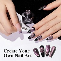 Mizhse 9D Cat Eye Gel Nail Polish Light Purple Magnetic Gel Polish With Magnet Stick Magic Galaxy Effect Holographic Glitter S