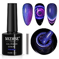 Mizhse 9D Cat Eye Gel Nail Polish Dual Colors Purple Pink Magnetic Gel Polish With Magnet Stick Magic Chameleon Galaxy Effec