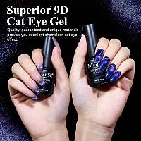 Mizhse 9D Cat Eye Gel Nail Polish Dual Colors Purple Pink Magnetic Gel Polish With Magnet Stick Magic Chameleon Galaxy Effec