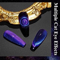 Mizhse 9D Cat Eye Gel Nail Polish Dual Colors Purple Pink Magnetic Gel Polish With Magnet Stick Magic Chameleon Galaxy Effec