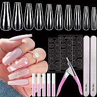 500 Pcs Coffin Nail Tips Aitrai Long Nail Tips For Acrylic Nails Professional Clear Coffin Nail Tips Full Cover Ballerina False