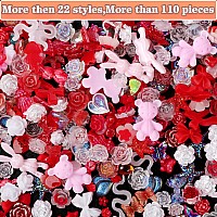 Cooslim 110 Pieces 3D Bows Nail Charms Resin Butterfly Bear Nail Charms Rose Flower Bow Rabbit Animal Shaped Bowknot Nail Art Rh