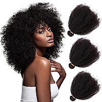 Feibin Mongolian Afro Kinky Curly Human Hair Bundles 20 20 20 Inches 4B 4C Afro Curly Weave Human Hair Bundles Virgin Hair Coily