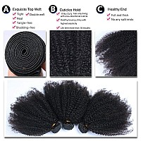 Feibin Mongolian Afro Kinky Curly Human Hair Bundles 20 20 20 Inches 4B 4C Afro Curly Weave Human Hair Bundles Virgin Hair Coily