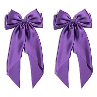 Satin Bow Hair Clips For Womenbig Bow Hair Slides Metal Clips Long Ribbon Hairpin Girls Barrettes Party Halfupdo Ponytail Acce