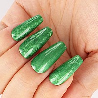 Tutuyu Emerald Green Pearl Gel Nail Polish 051 Fl Oz Pearly Shimmer Green Gel Polish For Manicure Salon Or Diy Nail Art At Ho