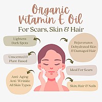 Organic Vitamin E Oil For Scars All Natural Vegan Skin Moisturizer 202Oz Light Unscented Great For Scars After Surgery