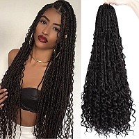 Lmzim 24 Inch 8 Packs Boho Box Braids Crochet Hair Bohemian Crochet Box Braids With Curly Ends Goddess Box Braids Synthetic Croc