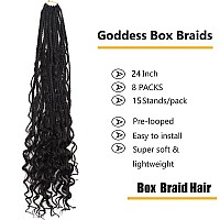 Lmzim 24 Inch 8 Packs Boho Box Braids Crochet Hair Bohemian Crochet Box Braids With Curly Ends Goddess Box Braids Synthetic Croc