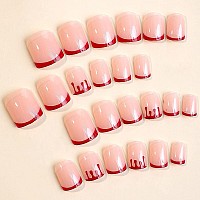 24 Pcs Halloween Press On Nails Short French Tips False Nails With Designs Cute Nude Pink Fake Nails Red Blood Nail Tips Acrylic