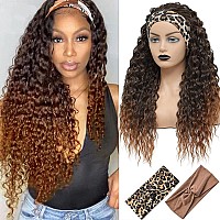 Aksice Headband Wig Curly Headband Wigs For Black Women Synthetic Water Wave Headband Wigs Wet And Wavy Wigs With Headbands A