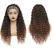 Aksice Headband Wig Curly Headband Wigs For Black Women Synthetic Water Wave Headband Wigs Wet And Wavy Wigs With Headbands A