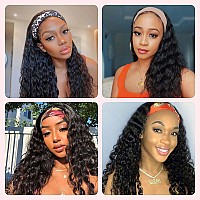 Aksice Headband Wig Curly Headband Wigs For Black Women Synthetic Water Wave Headband Wigs Wet And Wavy Wigs With Headbands A