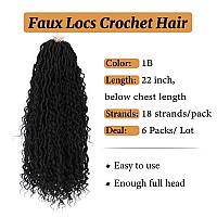 Forevery Faux Locs Crochet Hair 22 Inch Goddess Locs Crochet Hair 6 Packs Prelooped Crochet Hair For Black Women Crochet Boho L