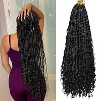 Cookoo 30 Inch Boho Box Braids 8 Packs Goddess Box Braids Crochet Hair Hippie Braiding Hair With Curly Ends Prelooped Synthetic