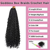 Cookoo 30 Inch Boho Box Braids 8 Packs Goddess Box Braids Crochet Hair Hippie Braiding Hair With Curly Ends Prelooped Synthetic