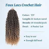 Forevery Goddess Locs Crochet Hair 22 Inch Faux Locs Crochet Hair 6 Packs Pre Looped Crochet Hair For Black Womencrochet Boho L