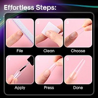 Inenk Flattened No C Curve Xxl Coffin Nail Tips Half Matte Clear Half Cover Coffin Flat Tips For Acrylic Nails Salons Home Diy