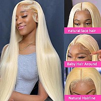 Cgcfoym 180 Density 613 Lace Front Wig Human Hair 28 Inch Straight Blonde 13X4 Transparent Hd Frontal Wigs Pre Plucked With Nat