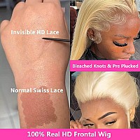 Cgcfoym 180 Density 613 Lace Front Wig Human Hair 28 Inch Straight Blonde 13X4 Transparent Hd Frontal Wigs Pre Plucked With Nat