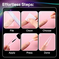 Inenk No C Curve Xxl Stiletto Nail Tips Half Matte Clear Half Cover Stiletto Flat Tips For Acrylic Nails Art Design Salons H