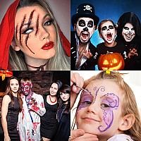 Brimfulite Body Face Painting Kit With Sfx Makeup Non Toxic 6 Colors Glow In The Dark Face Paint Fake Blood And Scar Wax Set