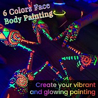 Brimfulite Body Face Painting Kit With Sfx Makeup Non Toxic 6 Colors Glow In The Dark Face Paint Fake Blood And Scar Wax Set