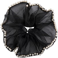 Accglory Extra Large Hair Scrunchies Studed With Pearls For Women Girls Fashion Hair Scrunchy Ties Big Hair Accessories For All