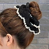 Accglory Extra Large Hair Scrunchies Studed With Pearls For Women Girls Fashion Hair Scrunchy Ties Big Hair Accessories For All