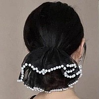 Accglory Extra Large Hair Scrunchies Studed With Pearls For Women Girls Fashion Hair Scrunchy Ties Big Hair Accessories For All