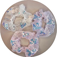 Accglory Shiny Sequins Scrunchies Gauze Metallic Mermaid Hair Scrunchie Set Costume Sparkly Glitter Ponytail Holder For Women An