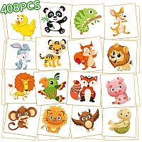 Metker Waterproof Temporary Tattoos 408 Pieces Individual Temporary Tattoos For Kids Safe For Face And Body Goody Bag St