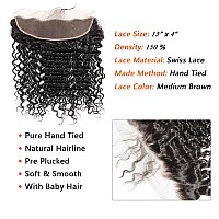 Weydlor Deep Wave Bundles With 13X4 Lace Frontal Human Hair 18 20 2216Inch 3 Bundles With Lace Frontal 100 Human Hair Deep Wav