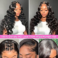 Drosuud 13X6 Lace Front Wigs Pre Plucked 180 Density 24 Inch Body Wave Lace Front Wigs Hd Lace Frontal Wigs For Women Natural B