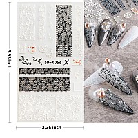 Haiidoak Laceinspired 5D Embossed Nail Art Stickers 5D Embossed Nail Decals Nail Art Design Self Adhesive Nail Supplies For Wo