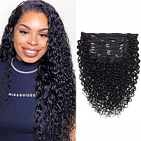 Rolisy Curly Clip In Hair Extensions Human Hair 16 Inch Water Wave Hair Extensions Clip In Human Hair For Black Women Water Curl