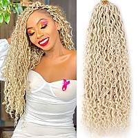 Ruiyok Blonde Goddess Locs Crochet Hair 24 Inch 8Packs Faux Locs Crochet Hair With Curly Ends Prelooped River Locs Crochet Hair