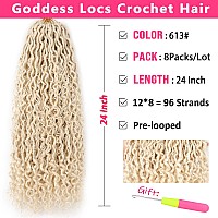 Ruiyok Blonde Goddess Locs Crochet Hair 24 Inch 8Packs Faux Locs Crochet Hair With Curly Ends Prelooped River Locs Crochet Hair