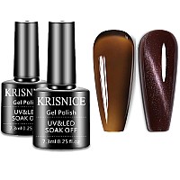 Krisnice Jelly Crystal Gel Nail Polish Set Brown Fall Autumn1Ps Brown Deep Purple Cat Eye Gel Nail Polish Designs Manicure Diy