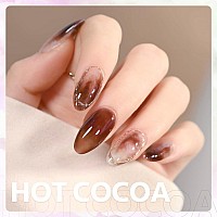 Krisnice Jelly Crystal Gel Nail Polish Set Brown Fall Autumn1Ps Brown Deep Purple Cat Eye Gel Nail Polish Designs Manicure Diy