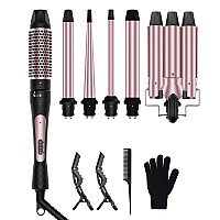 6 In 1 Curling Iron 3 Barrel Curling Iron Set With Curling Brush 15Inch And 5 Interchangeable Ceramic Curling Wand03512