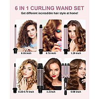 6 In 1 Curling Iron 3 Barrel Curling Iron Set With Curling Brush 15Inch And 5 Interchangeable Ceramic Curling Wand03512