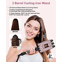 6 In 1 Curling Iron 3 Barrel Curling Iron Set With Curling Brush 15Inch And 5 Interchangeable Ceramic Curling Wand03512