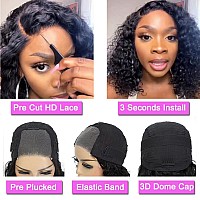 Wear And Go Glueless Wigs Human Hair Pre Plucked Pre Cut 4X4 Lace Front Wigs For Black Women Glueless Water Wave 180 Density Cu