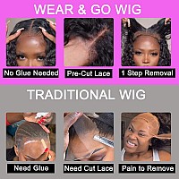 Wear And Go Glueless Wigs Human Hair Pre Plucked Pre Cut 4X4 Lace Front Wigs For Black Women Glueless Water Wave 180 Density Cu